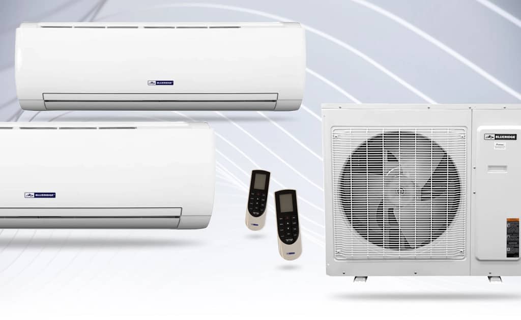 Blueridge mini-split heat pump dual-zone system with high-wall air handlers - Alpine Home Air