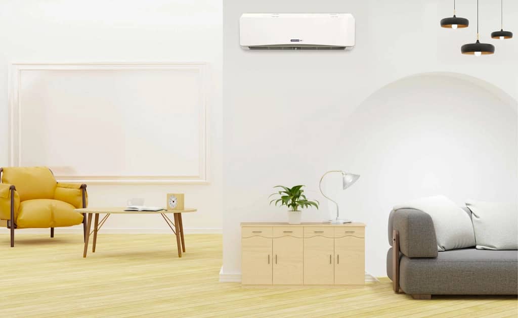 Home interior with Blueridge mini-split heating and cooling indoor unit.